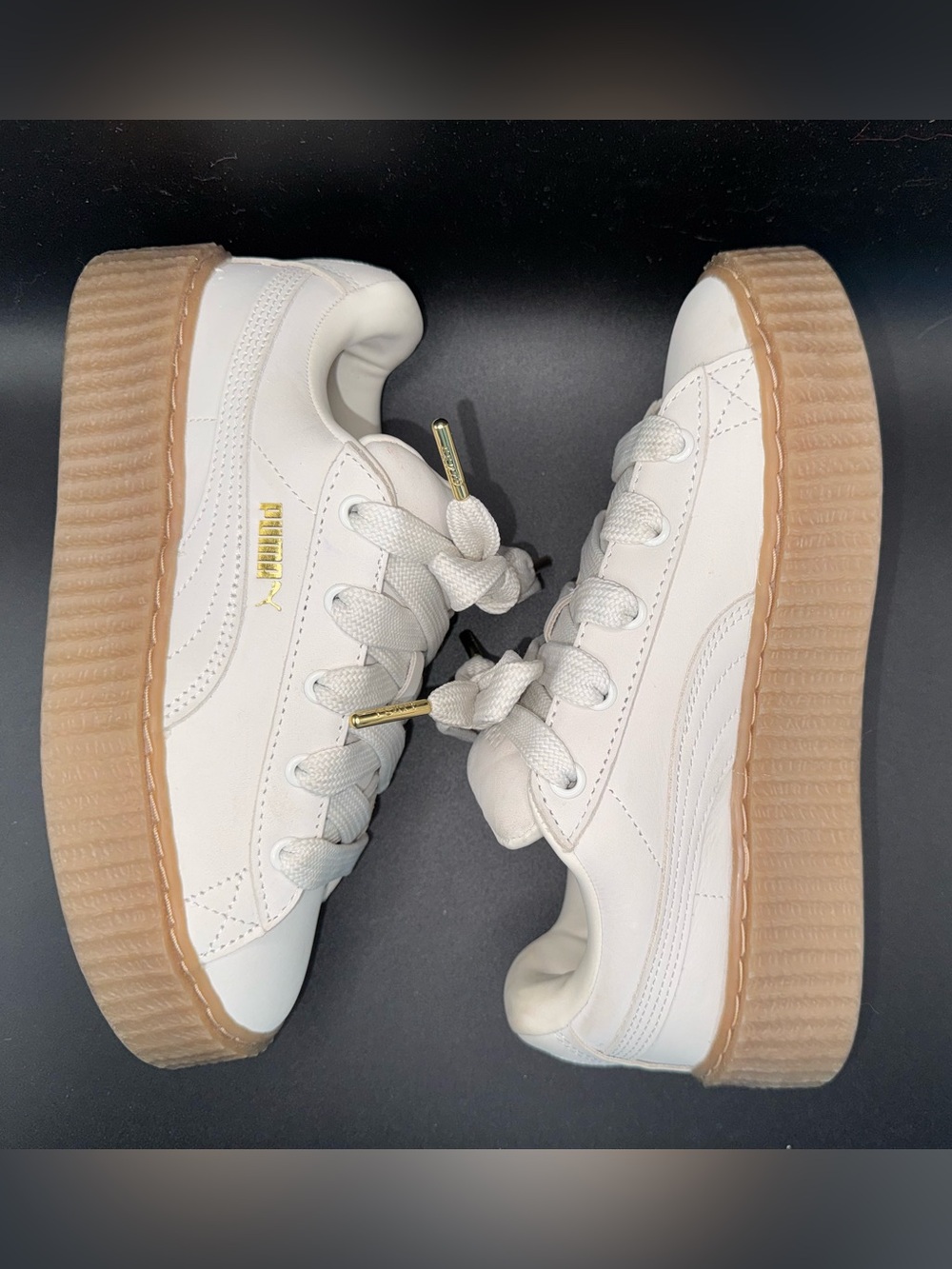 Puma Fenty Rihanna Creeper Platform Sneakers Cream White Gum Sole luxe women 6.5 - Picture 6 of 17